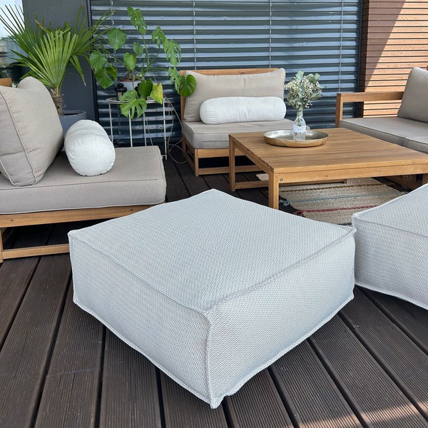 Coussins de sol de terrasse imperméables, coussins de siège de jardin, coussins de chaise longue, pouf d'extérieur