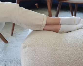 Floor cushion: footrest, Square BOUCLE pouf for the living room