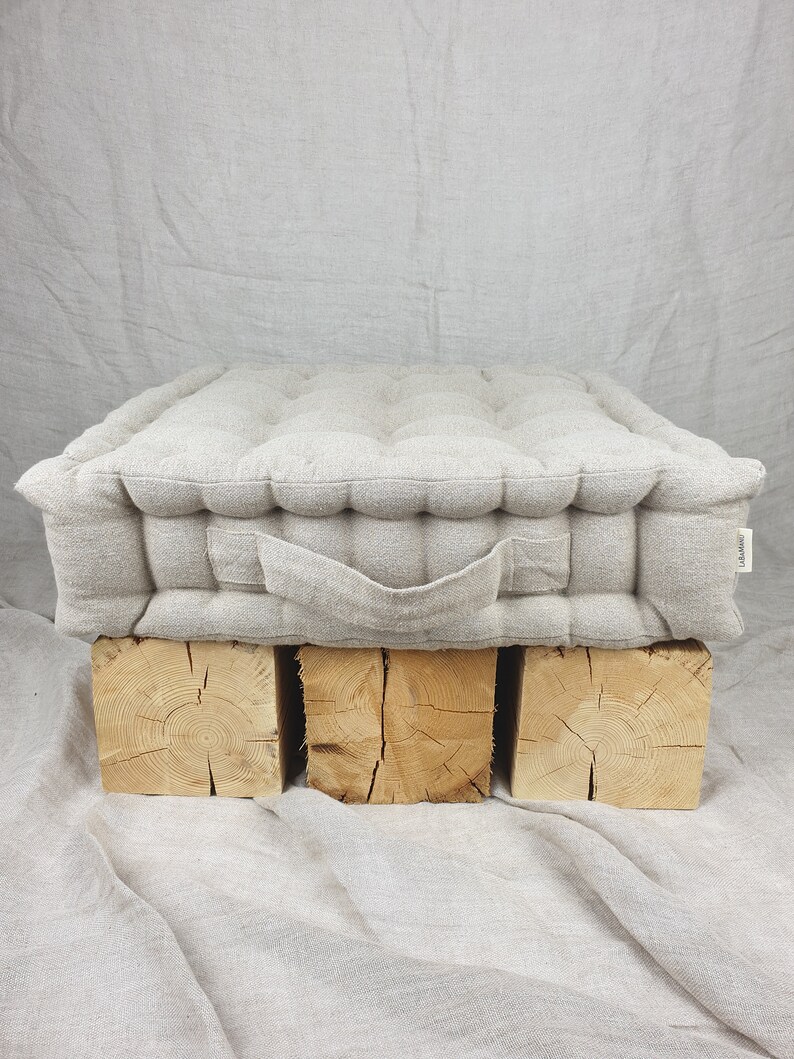 Floor Pouf Mattress Quilted Cushion Floor Seating Flax Etsy