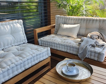 French cushion + back cushion, Outdoor cushion, Custom size cushion, Sofa cushion, Bench pillow,