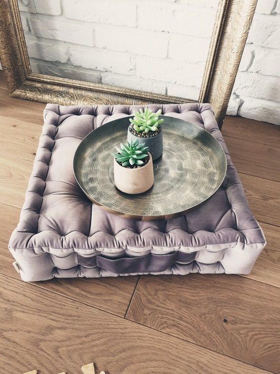 Velvet floor pouf discount