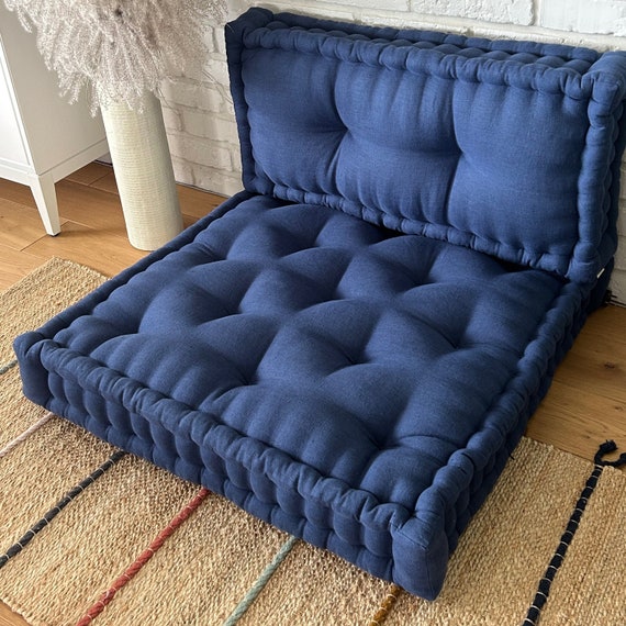 Lniana sofa modułowa siedzisko i oparcie, Poduszka podłogowe z lnu, Francuska poduszka boho, francuska poduszka na ławkę, Home decor