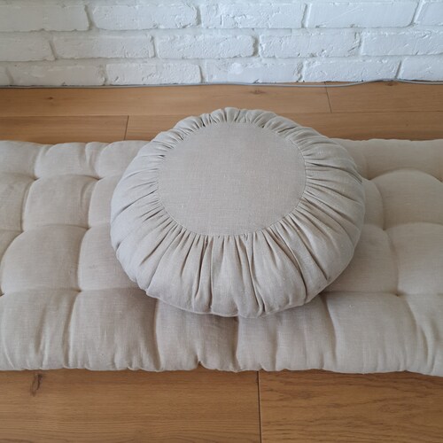 Meditation Set mat and shops pillow Linen yoga pillow, meditation pillow. Floor cushion - NATURAL LINEN