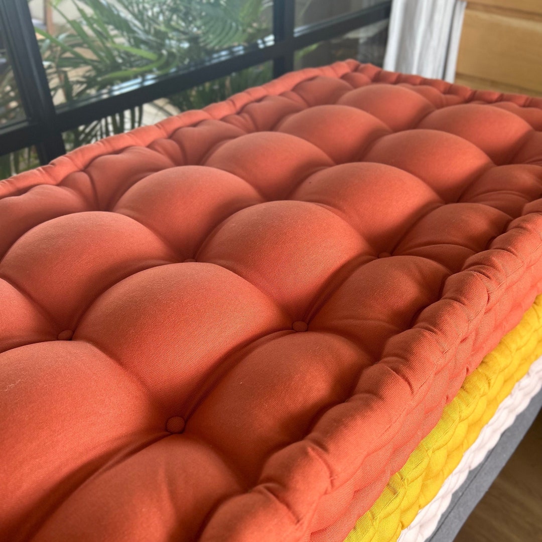 French Style Floor Seat Cushion, Custom Indoor Bench Cushion Natural