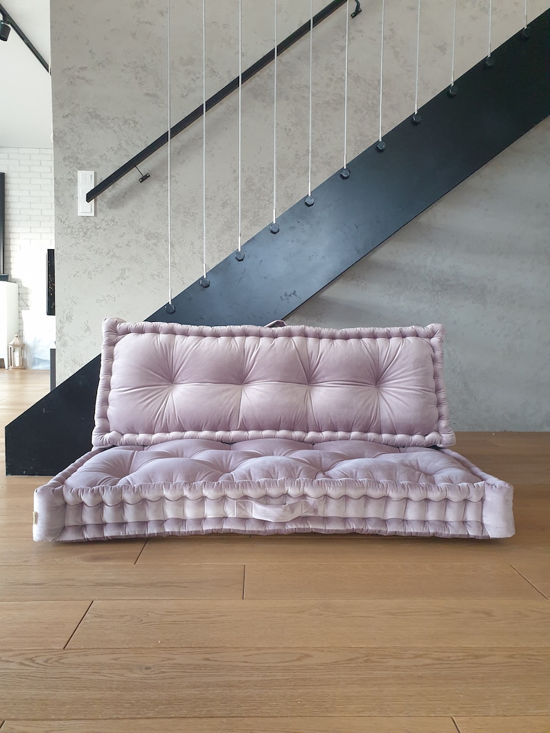 Floor Sofa Large Floor Cushion With Backrest French Style Etsy
