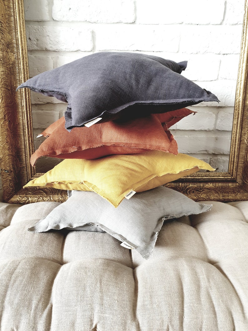 Yellow Star Pillow Decorative Pillow Linen Pillow OCHRA Etsy