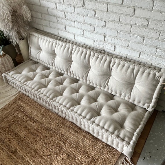 French Boucle Floor Cushion, Floor Sofa: Seat With Backrest, Bench Cushion,  Custom Size Cushion, French Mat BOUCLE 