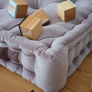 Velvet floor cushion, velvet pouffe, French mat, square meditation cushion, coffee table cushion image 8