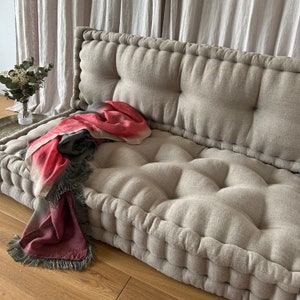 Linen Floor Cushion, Linen Floor Sofa, Linen French Bench Cushion, Velvet French Cushion, Custom Size
