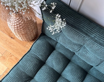 Custom Floor Sofa in Multiple Colors and Sizes, Floor Cushion with Backrest, Corduroy Floor Sofa for Reading Nook