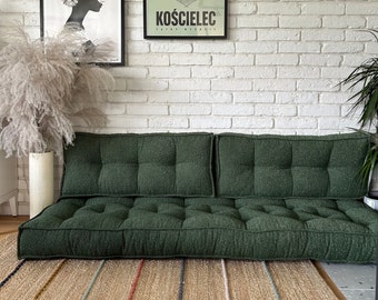 Floor Cushion With Green Backrest, Many Colors and Sizes. Custom