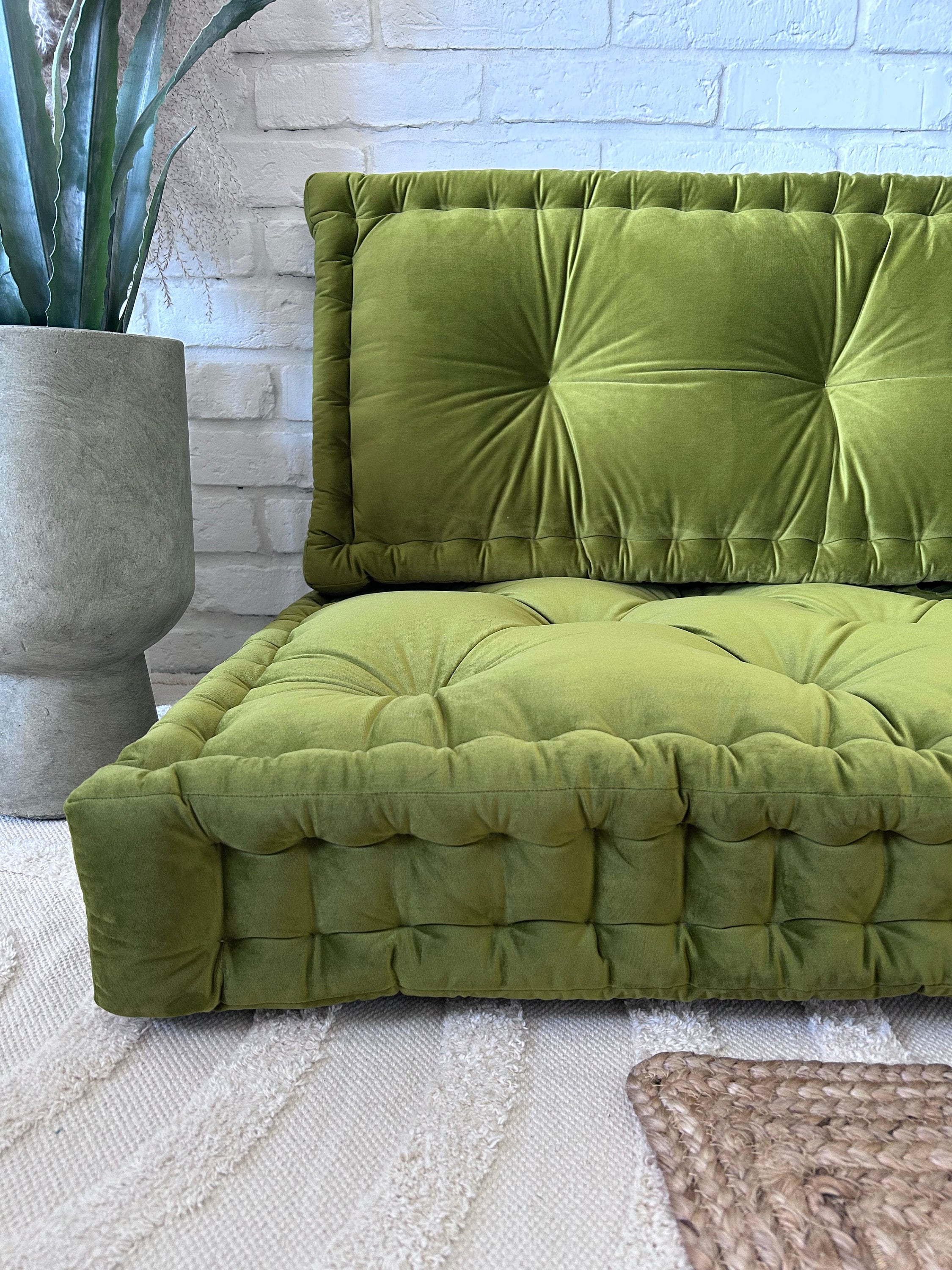 Large Floor Sofa, French Sofa, Custom Bench Cushion, Window Seat Cushion,  Floor Sofa and Backrest GREEN 