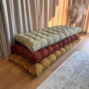 Tufted Reading Cushion, Floor Cushion, Bench Cushion, Couch Cushion, French Cushion, Corduroy Window Seat