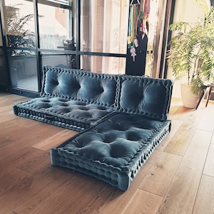 Custom size cushion, Floor modular sofa, Floor seating sofa, French style seat with backrest, sectional sofa