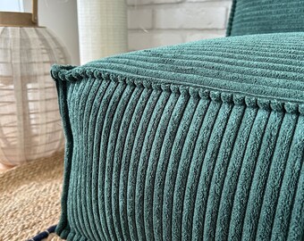 vintage floor cushion　グリーンベージュ Floor Pillow Seating and Backrest, Corduroy Seat Cushion
