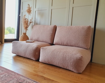 BOUCLE floor pouffe and backrest, floor sofa, Moroccan kilim pouf, Vintage Moroccan Ottoman, Rug Pouf, Outdoor Kilim Poufs