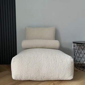Boden-Pouf + Rückenlehne + Rolle BOUCLE, Bodensofa, marokkanischer Kelim-Pouf, marokkanischer Vintage-Ottoman, Teppich-Pouf, Outdoor-Kelim-Poufs