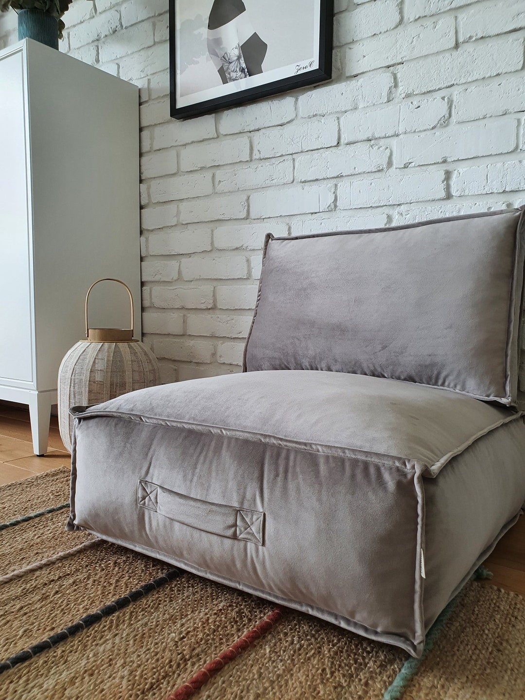 Floor Seat Cushion, Velor Seat Cushion, Ottoman Pouf, Meditation