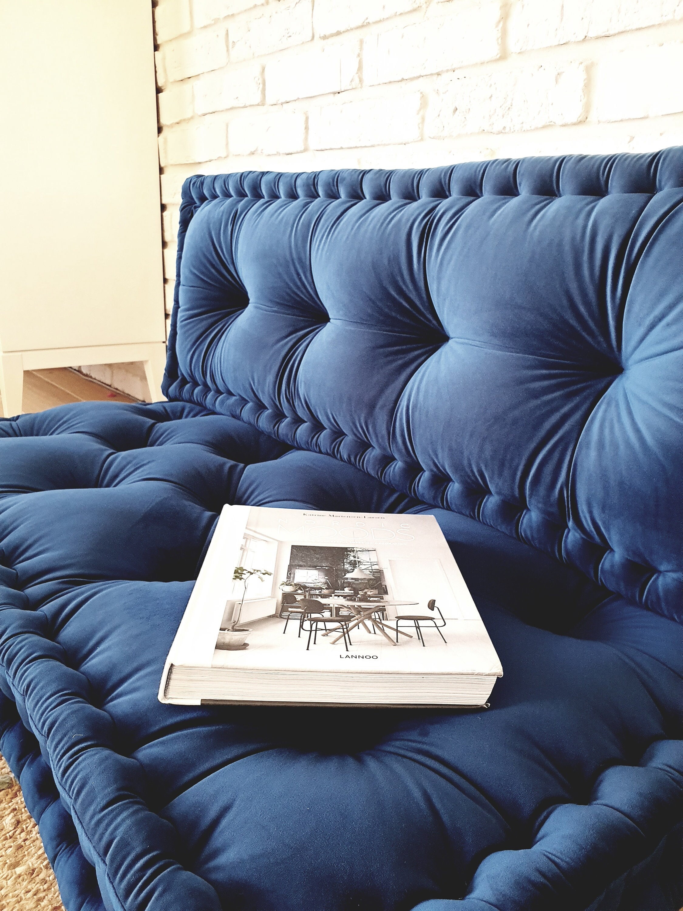 Blue Floor Sofa Velvet Floor Cushion in French Style With - Etsy