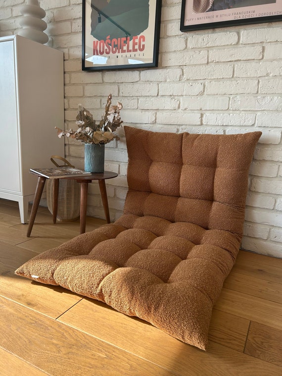 French Boucle Floor Cushion, Floor Sofa: Seat With Backrest, Bench