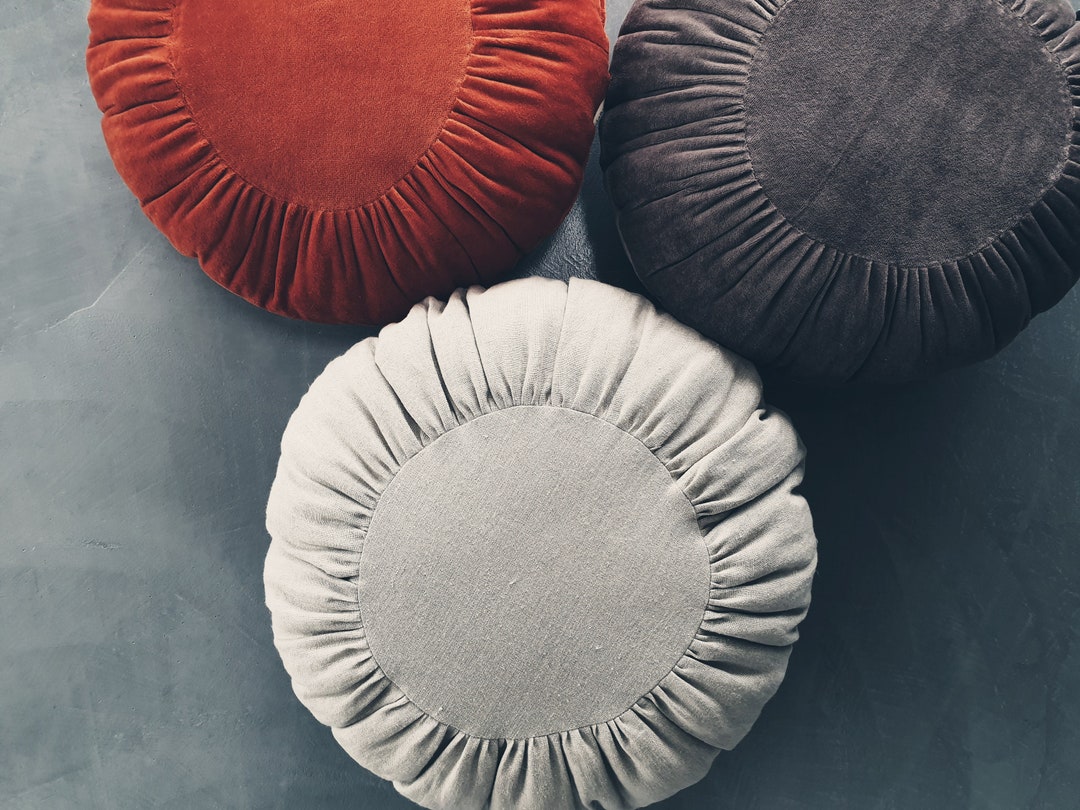 Linen Pillow sunny Round Pillow Children's Etsy UK