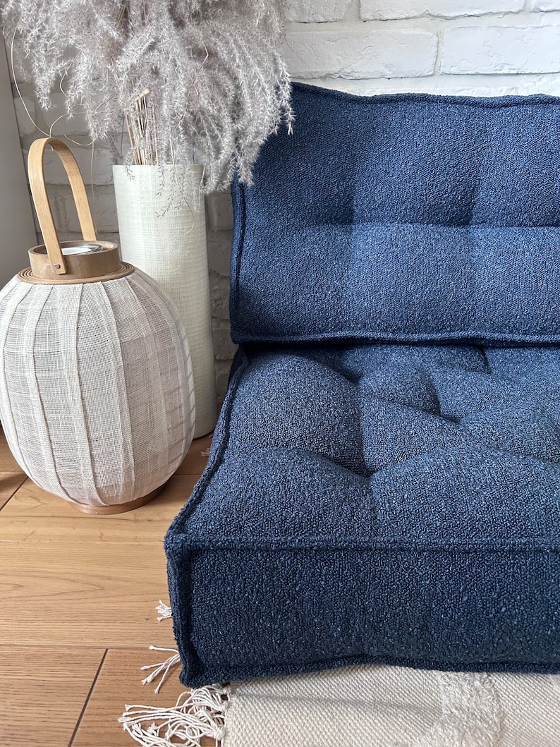 Navy Blue Floor Pillow With Backrest, Many Colors and Sizes. Custom ...