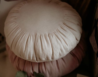 Washed Linen Decorative pillow with filling and zipper - Linen Pillow Cover - Handmade Pillow - NATURAL LINEN