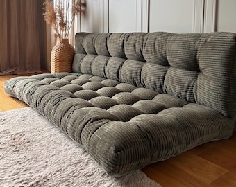 Sofa podłogowa ze sztruksu, siedzisko i oparcie