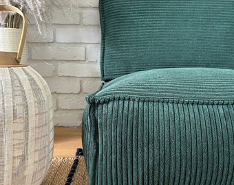 vintage floor cushion　グリーンベージュ Floor Pillow Seating and Backrest, Corduroy Seat Cushion