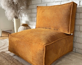 Pufa podłogowa i oparcie, sofa podłogowa, duża wygodna poduszka podłogowa z oparciem,  Moroccan Ottoman,  sztruksowa poduszka podłogowa