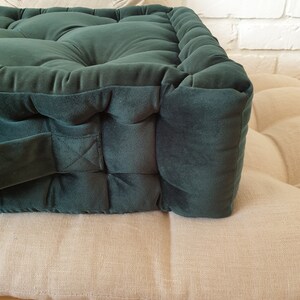 Velvet floor cushion, velvet pouffe, French mat, square meditation cushion, coffee table cushion image 3