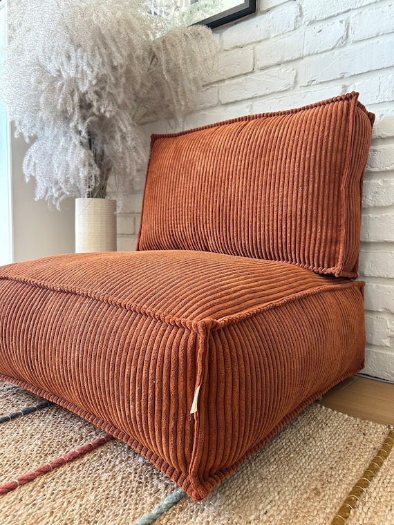 Floor Pillow Seating and Backrest, Corduroy Seat Cushion, Pouf Ottoman,  Meditation Cushion, Floor Pouf, Floor Seat Pillow, Wabi Sabi Decor 