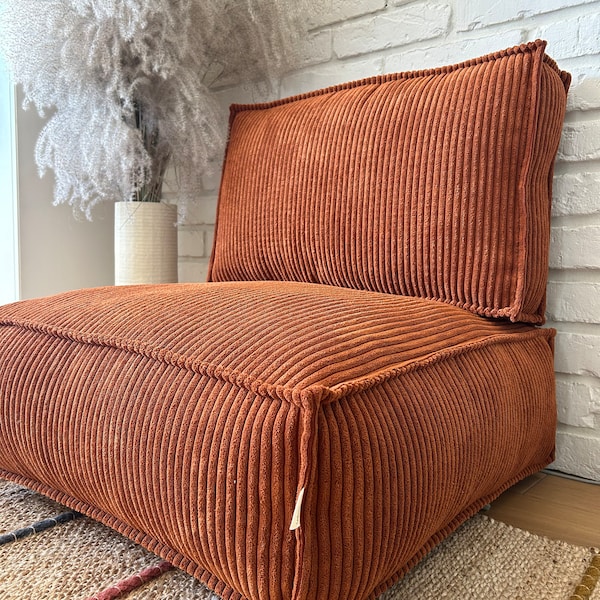 Floor pillow seating and backrest, corduroy seat cushion, Pouf ottoman, Meditation Cushion, Floor Pouf, Floor seat pillow, Wabi Sabi decor