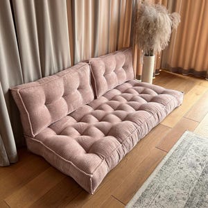 sofa podłogowa siedzisko i 2 oparcia z tkaniny sztruks