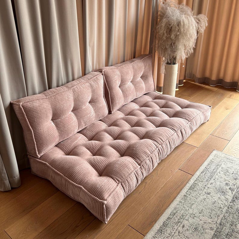 sofa podłogowa siedzisko i 2 oparcia z tkaniny sztruks