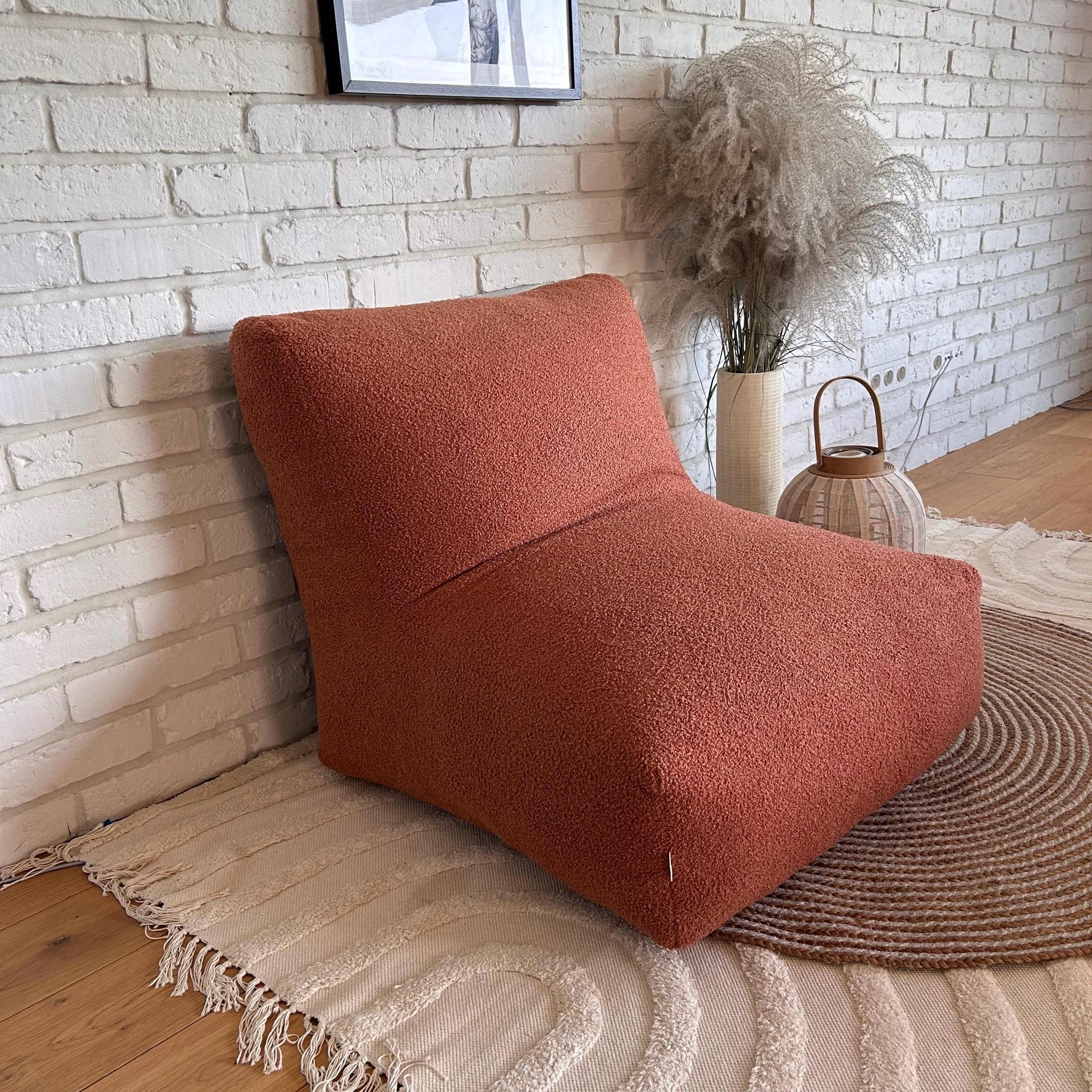 Teddy lounge chair, Modern bean bag, Pouf with backrest, Comfortable seat, Bean bag