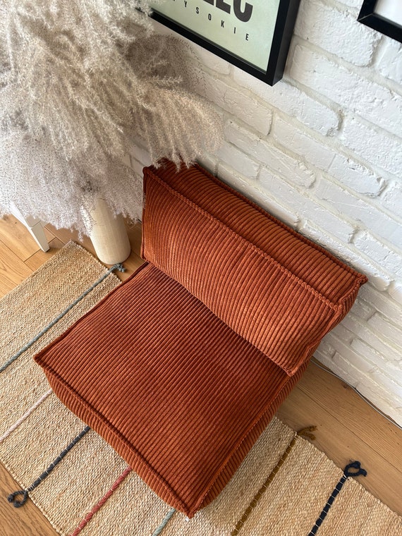 Floor Pillow Seating and Backrest, Corduroy Seat Cushion, Green