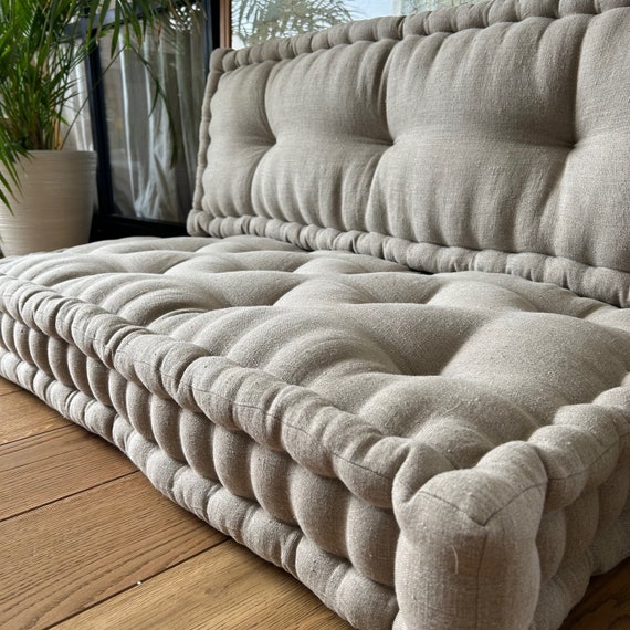 Custom Made Linen Floor Cushion, French Floor Cushion, Bench Cushion, Day  Bed Mat, French Futon 