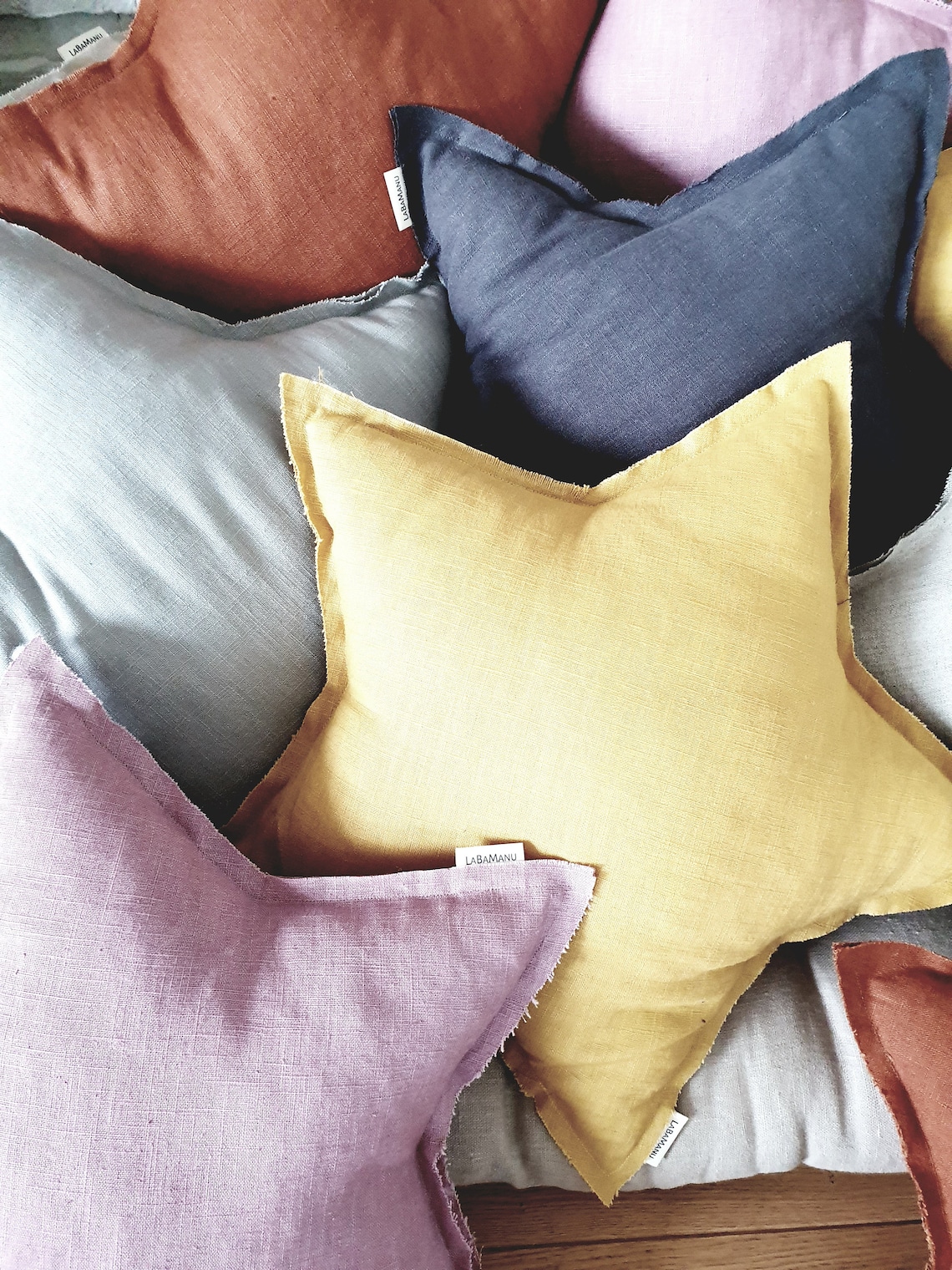 Pink Star Pillow Decorative Pillow Linen Pillow Baby Etsy