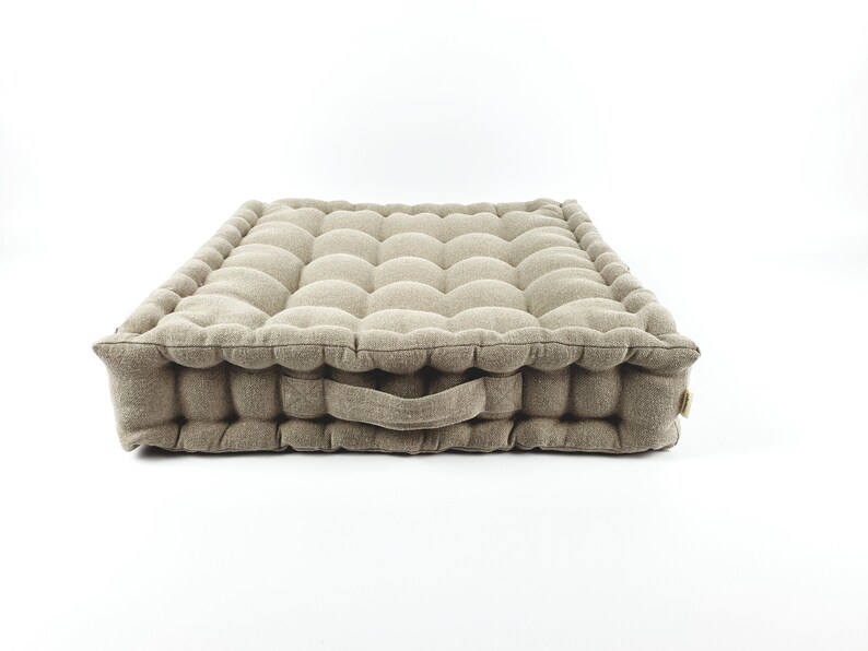 Floor Pouf Mattress Quilted Cushion Floor Seating Flax Etsy
