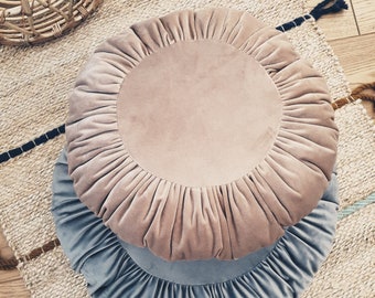 Round Velvet pillow Round Cushion - BISCUIT BEIGE