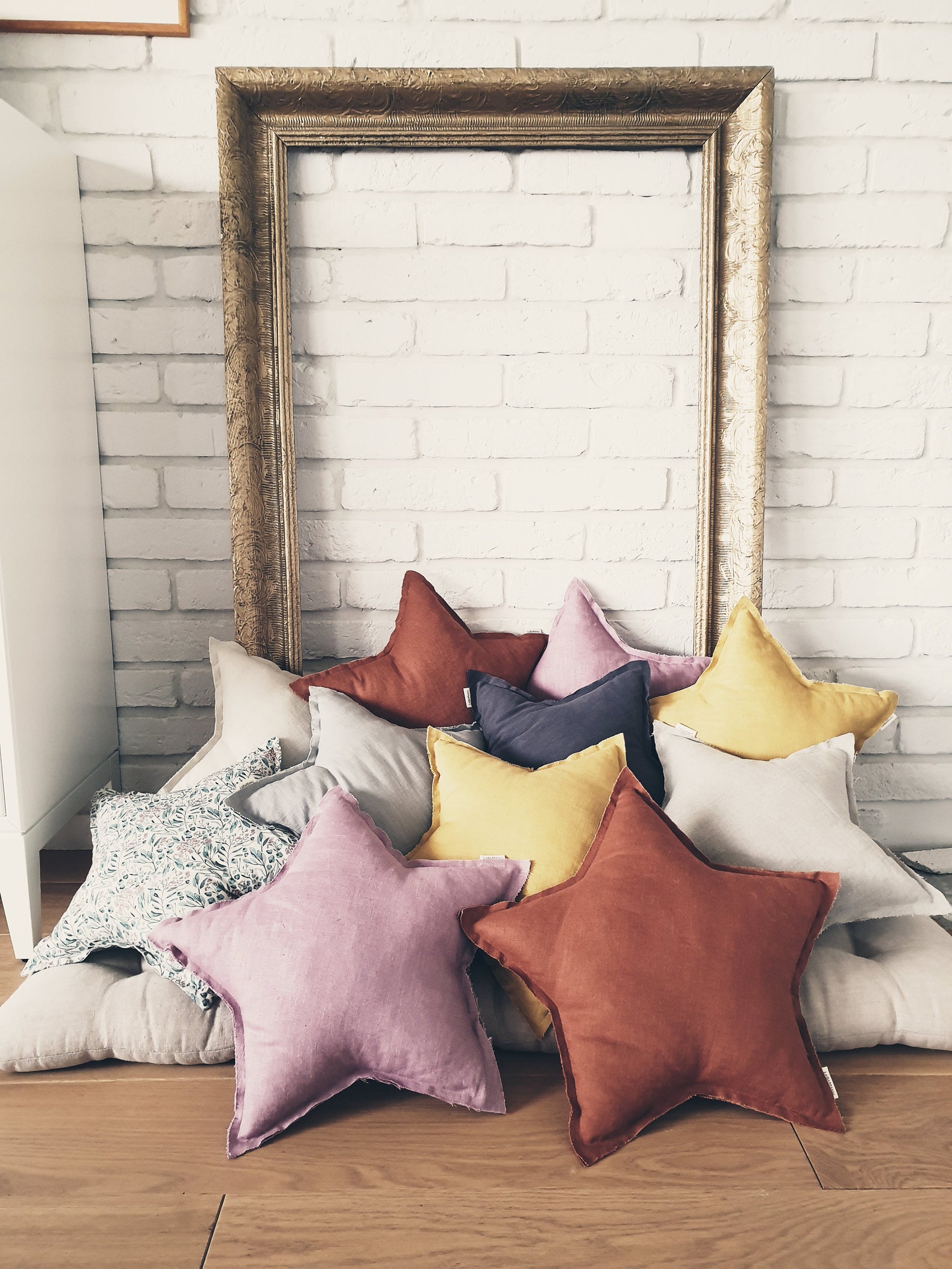 Pink Star Pillow Decorative Pillow Linen Pillow Baby Etsy