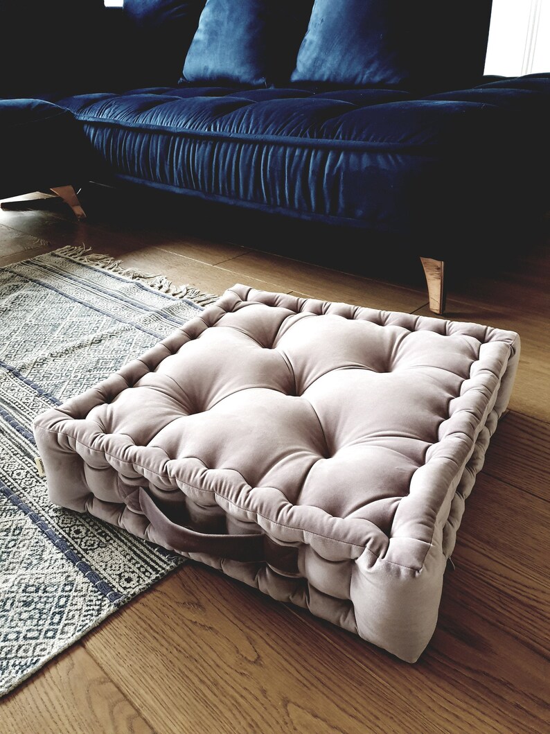Velvet Pouf Floor Pillow French Style Pouf Custom Pillow Etsy