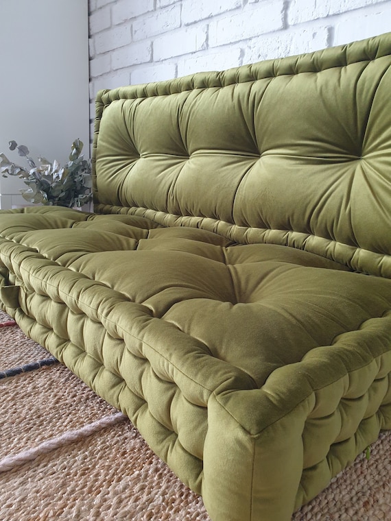 Floor Sofa Large Floor Cushion With Backrest French Style Etsy
