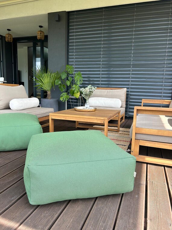 Puf Exterior Impermeable De Ratán - Ottomano/puff Para Terraza, Jardín O Piscina, Diámetro 40 O 50 Cm