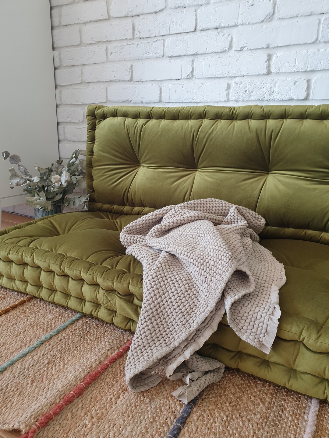 Floor Cushion With Backrest French Style Seat French Style - Etsy