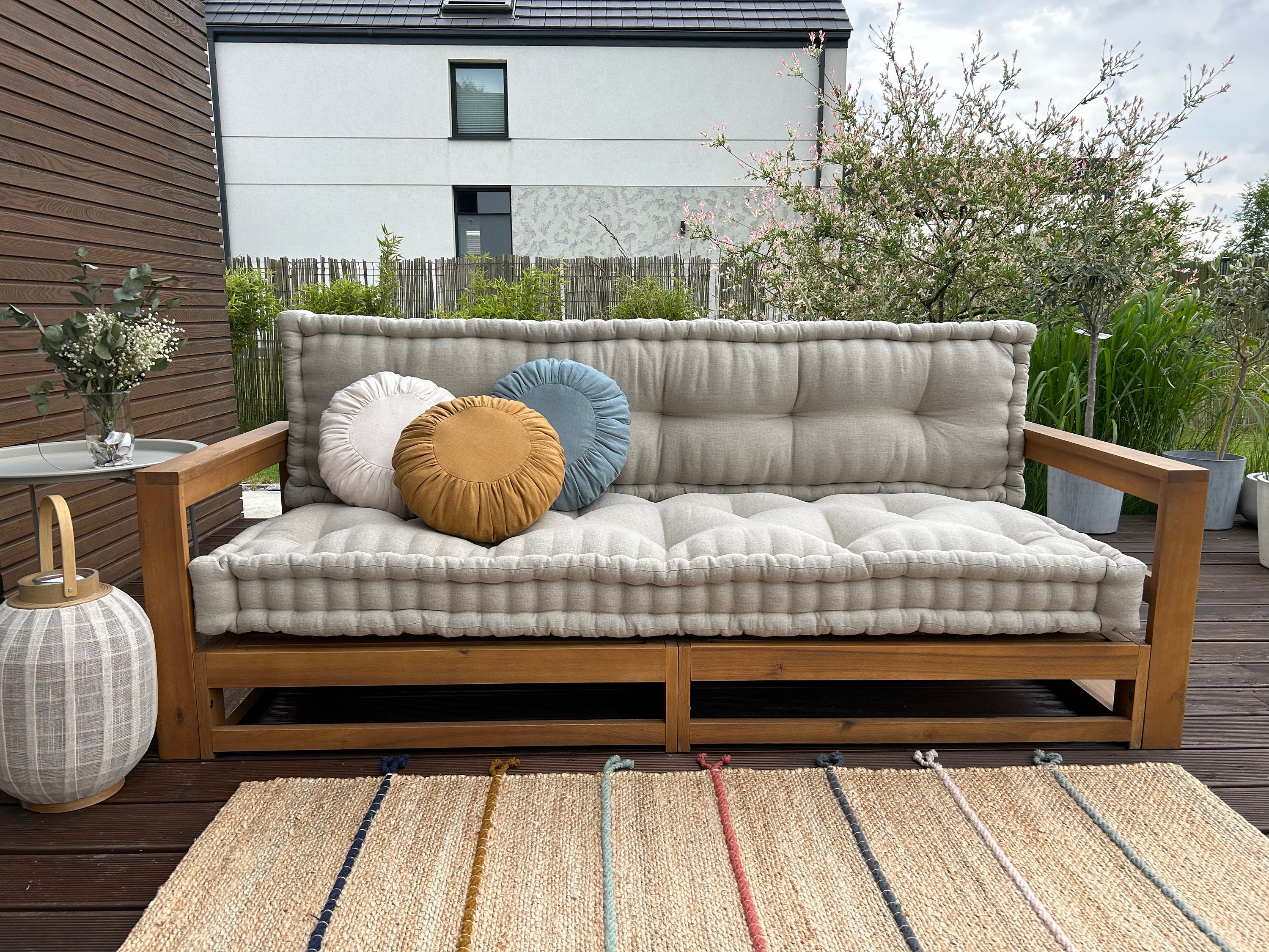 Large Floor Sofa, French Sofa, Custom Bench Cushion, Window Seat Cushion,  Floor Sofa and Backrest GREEN 