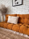 Corduroy floor sofa, Floor pillow seating and backrest, window cushion, bench cushion, mustard floor sofa