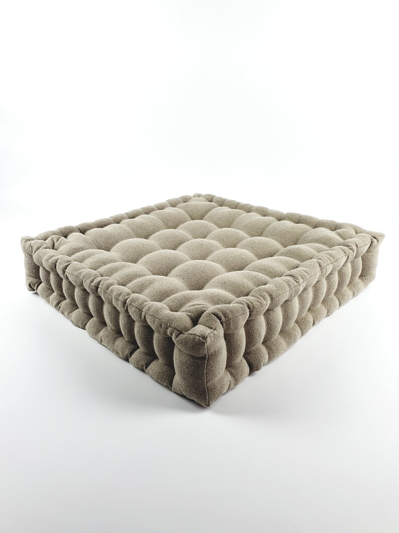 Floor Pouf Mattress Quilted Cushion Floor Seating Flax Etsy
