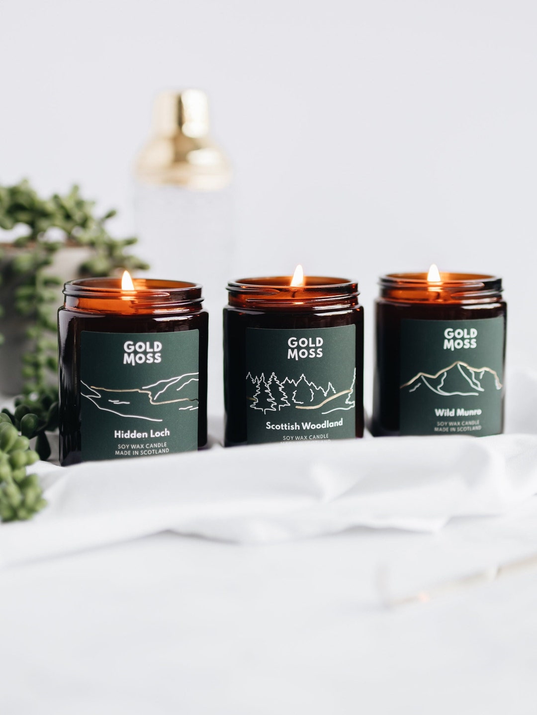 Scottish Collection Set 3 Candles Scottish Woodland, Hidden Loch, Wild